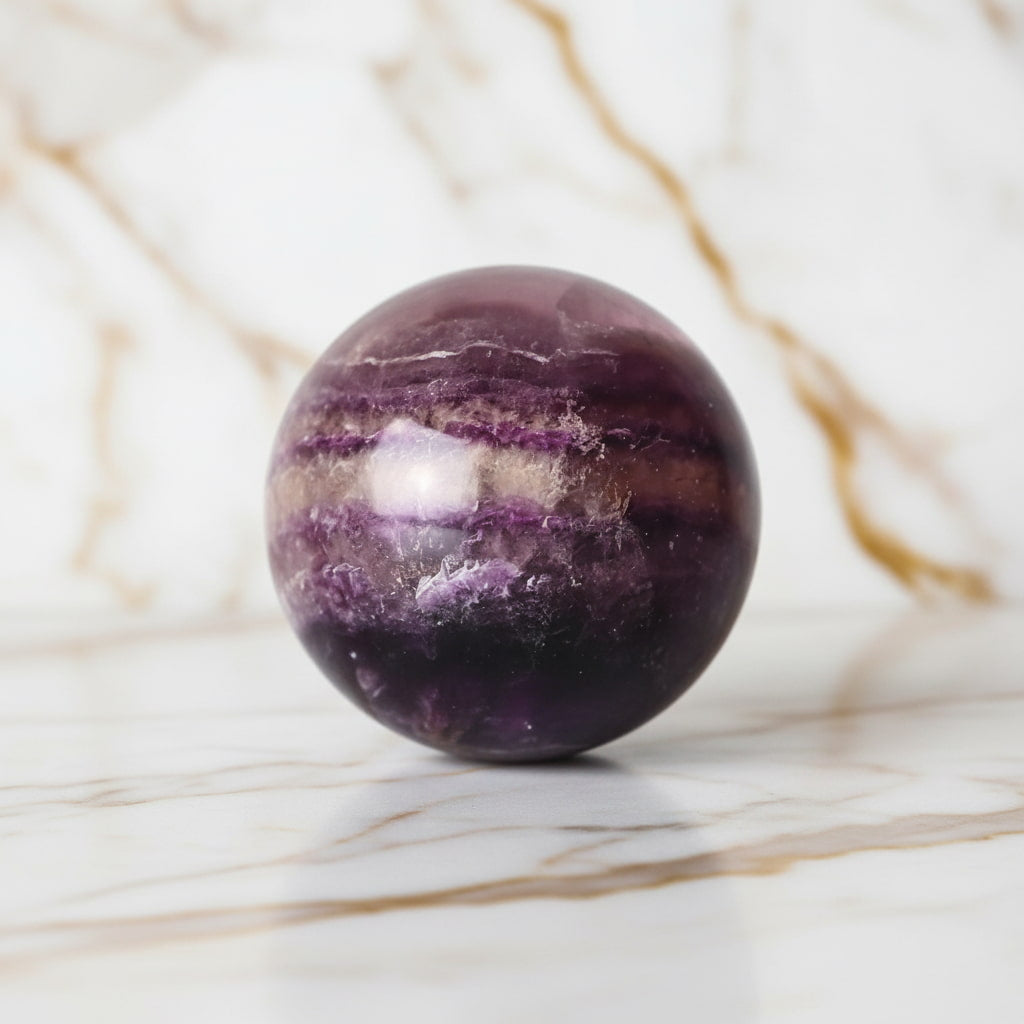 Fluorit Kugel in leuchtendem Lila