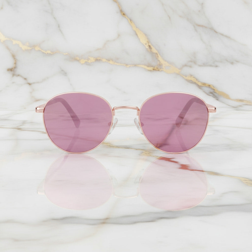 Sonnenbrille in Roségold mit pinken Gläsern CrystalScents