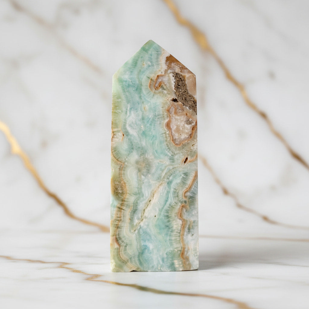 Aragonit Obelisk – Klarheit & Harmonie CrystalScents
