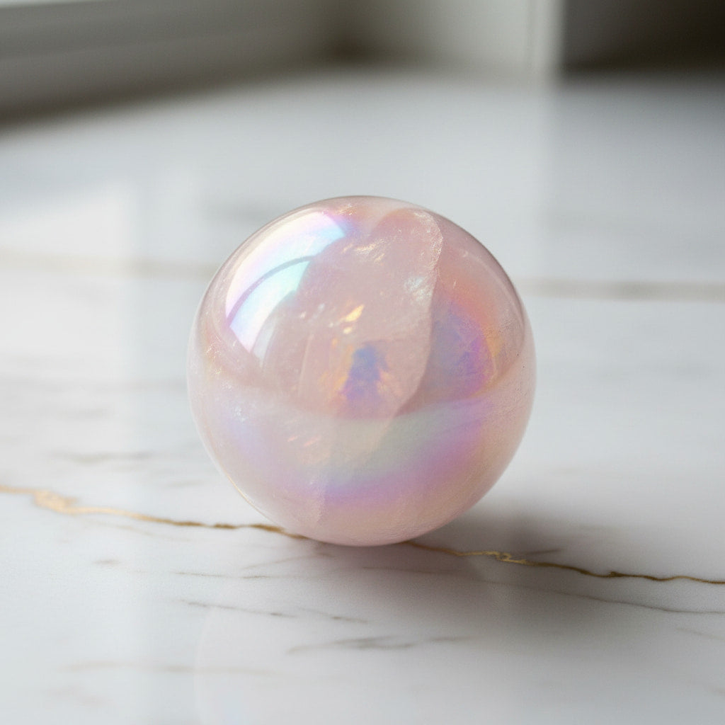 Aura Rosenquarz Kugel – Sanftes Naturjuwel für Liebe CrystalScents