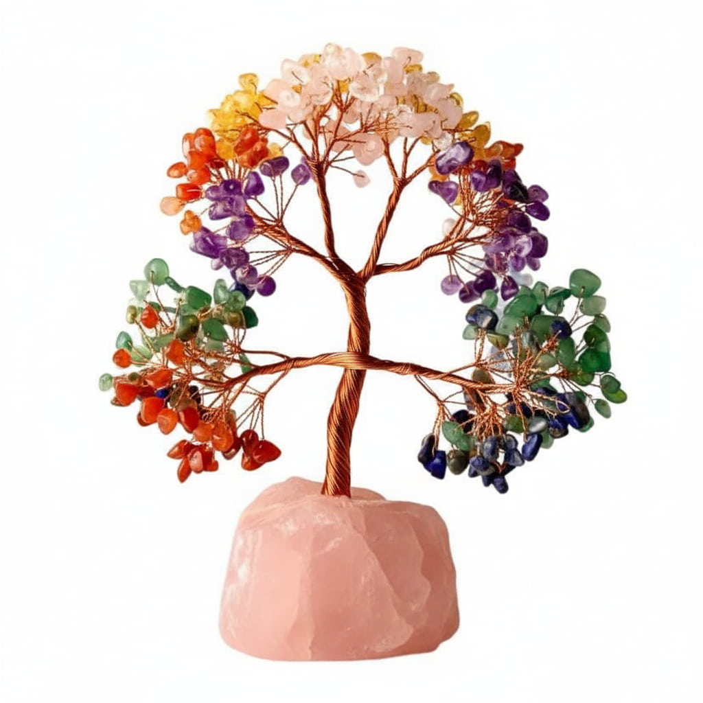 Rosenquarz Chakra Baum - Rosenquarzsockel CrystalScents