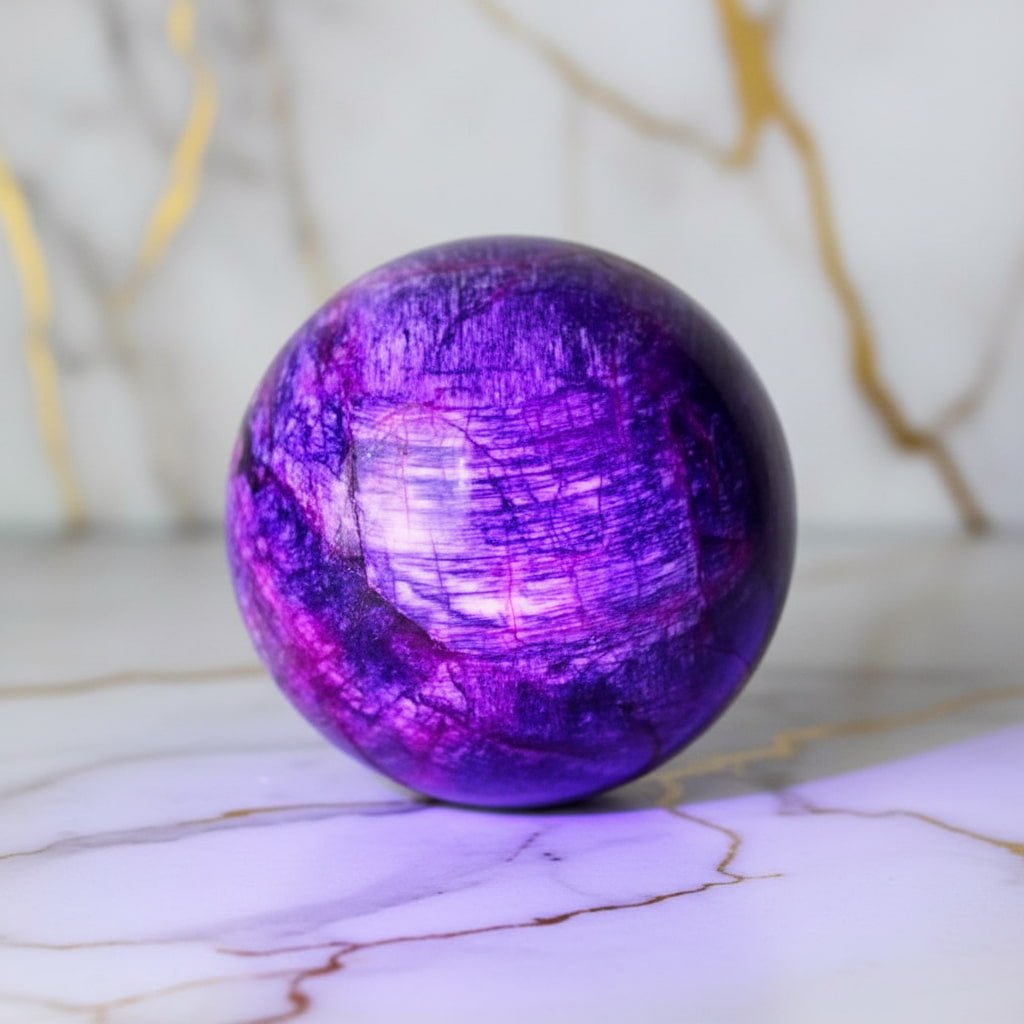 Lila Mondstein Kugel – Mystisches Kristalljuwel CrystalScents