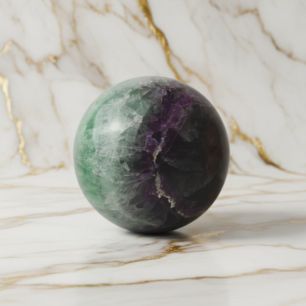 Fluorit Kugel – Dekoratives Highlight in Grün & Lila
