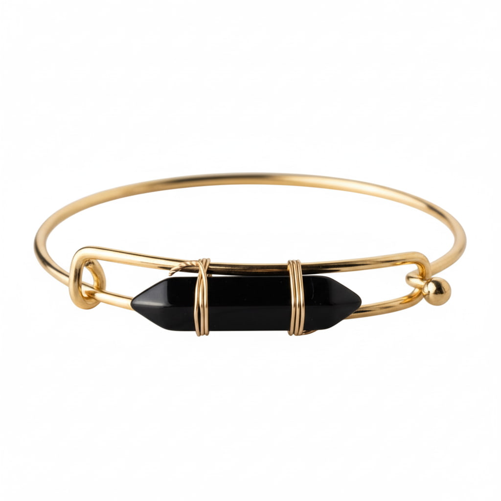 Obsidian Armreif - Eleganter Doppelender