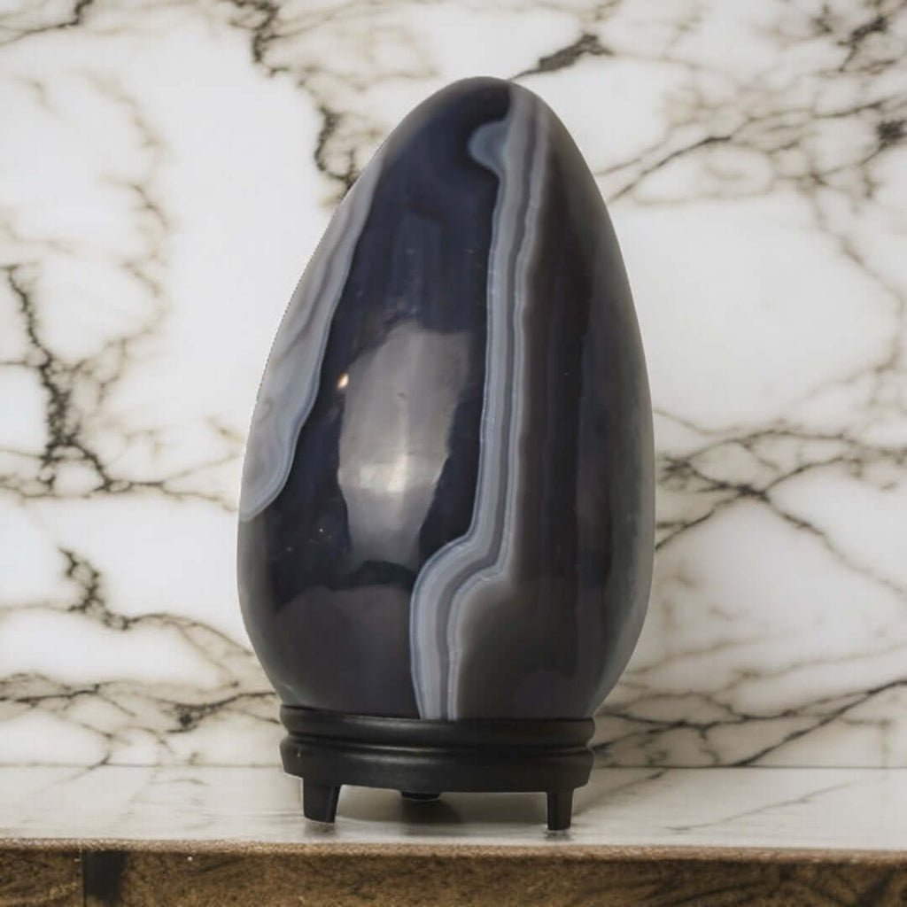 Achat Ei - mit violetter Druse