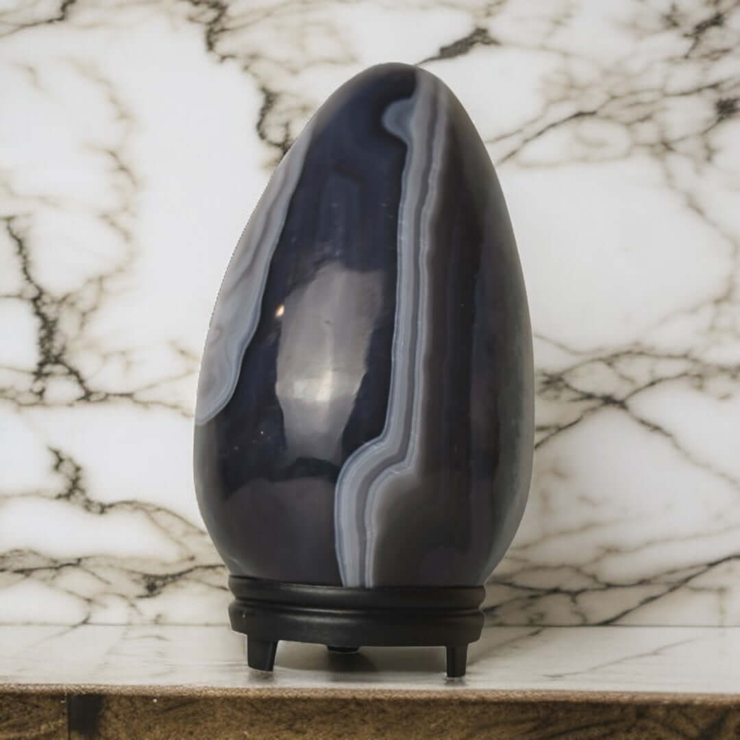 Achat Ei - mit violetter Druse