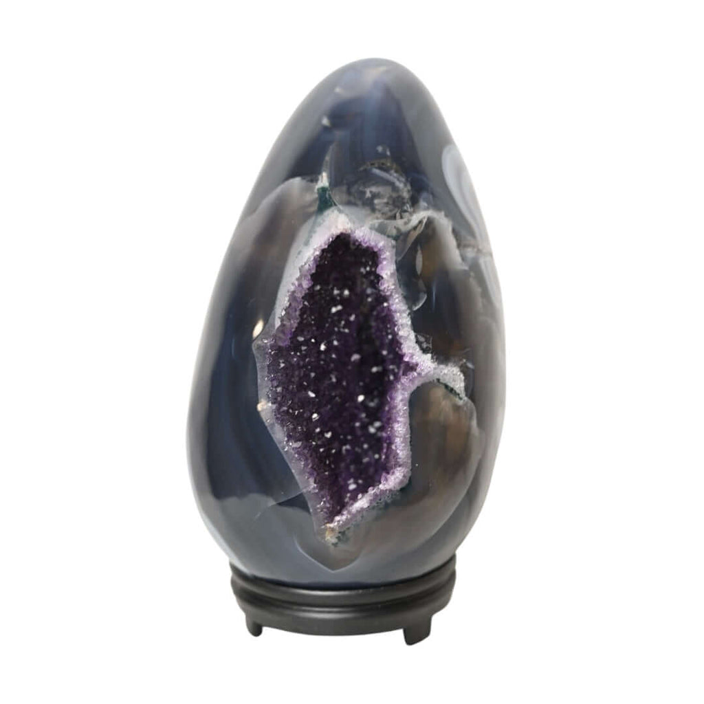 Achat Ei - mit violetter Druse