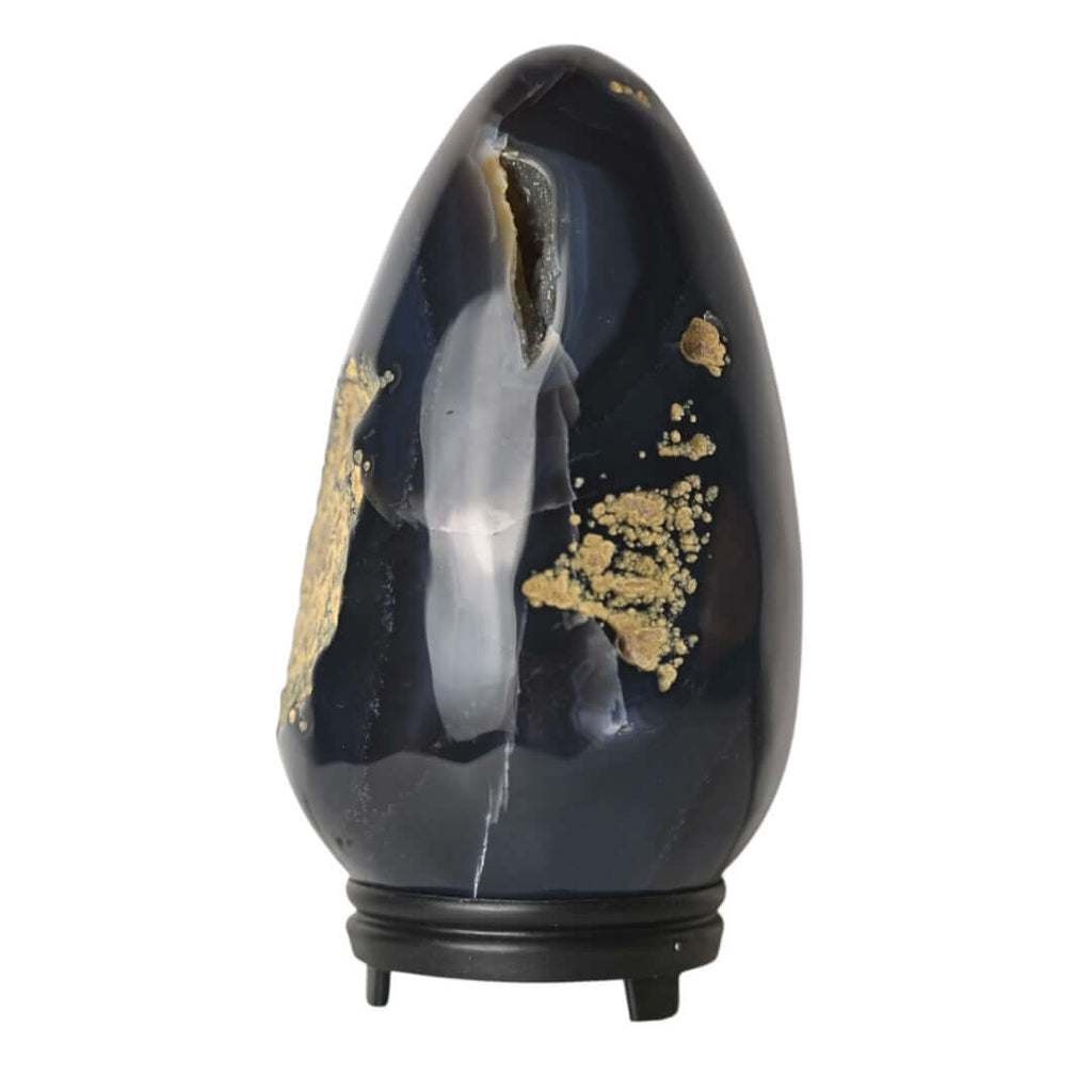 1 Gestreiftes Achat Ei mit glitzernder Druse