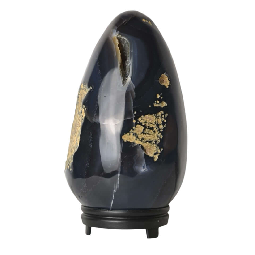 1 Gestreiftes Achat Ei mit glitzernder Druse