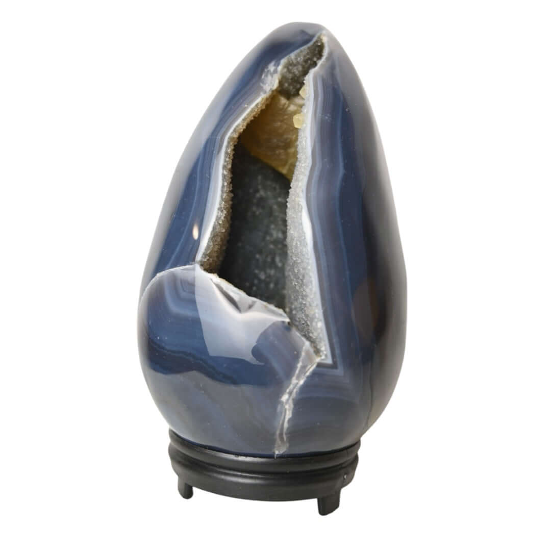 1 Gestreiftes Achat Ei mit glitzernder Druse