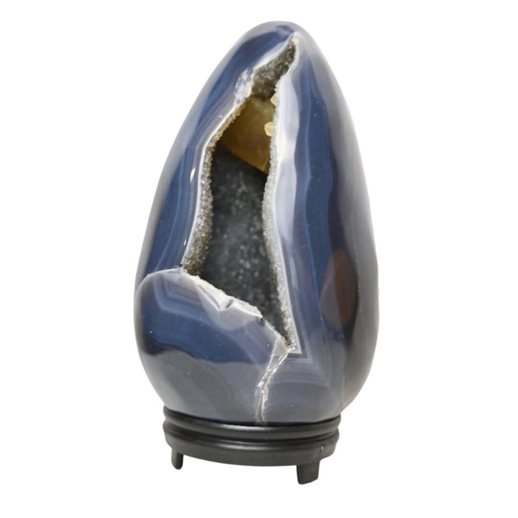 1 Gestreiftes Achat Ei mit glitzernder Druse