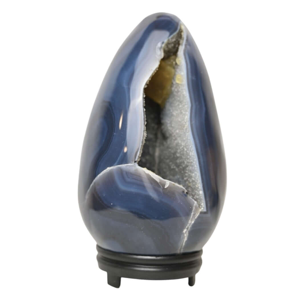 1 Gestreiftes Achat Ei mit glitzernder Druse