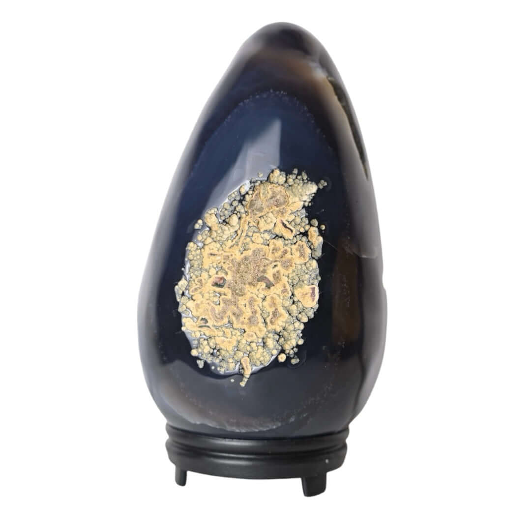 1 Gestreiftes Achat Ei mit glitzernder Druse