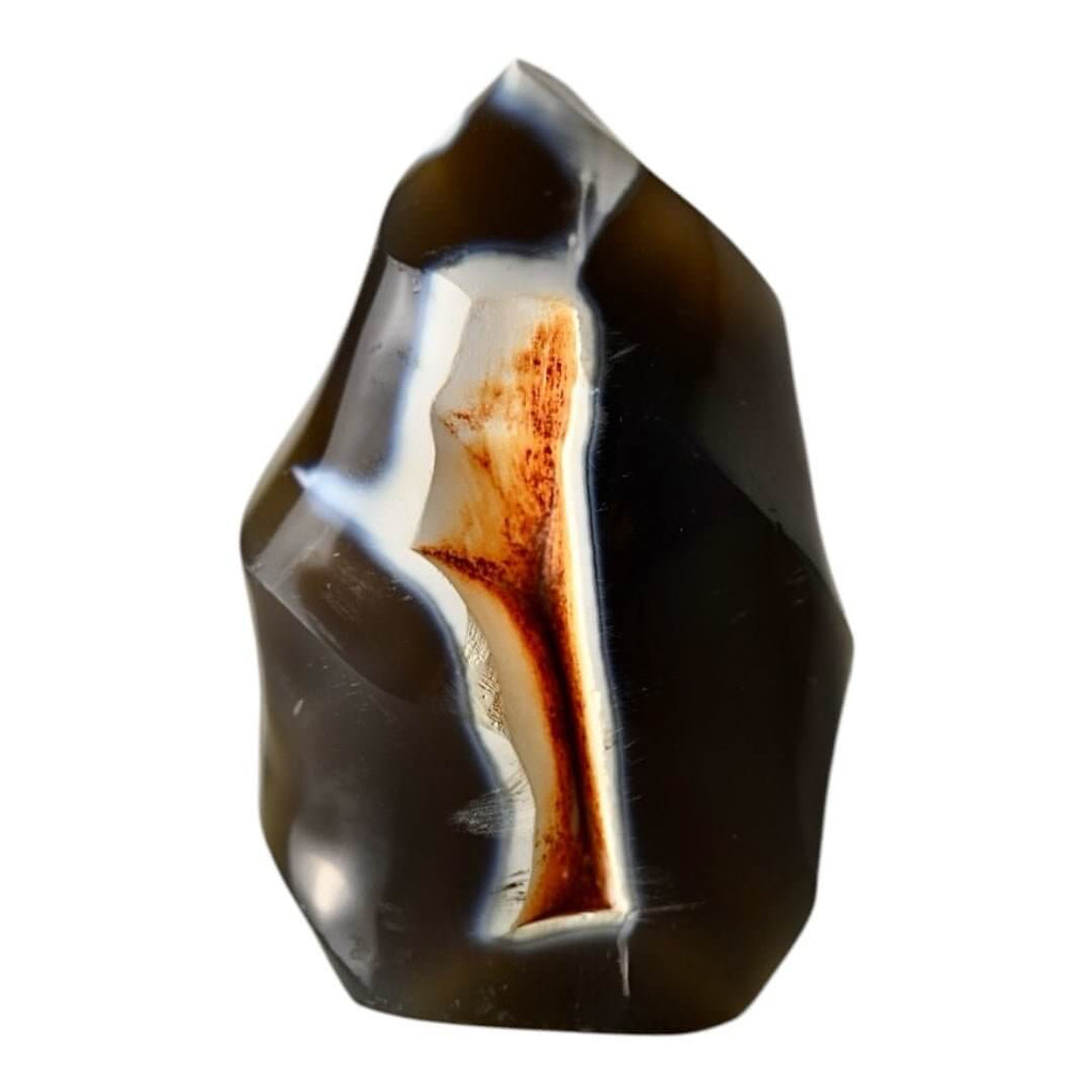 Orca-Achat Flamme – Ausdrucksstarkes Edelsteinobjekt in Schwarz-Weiß