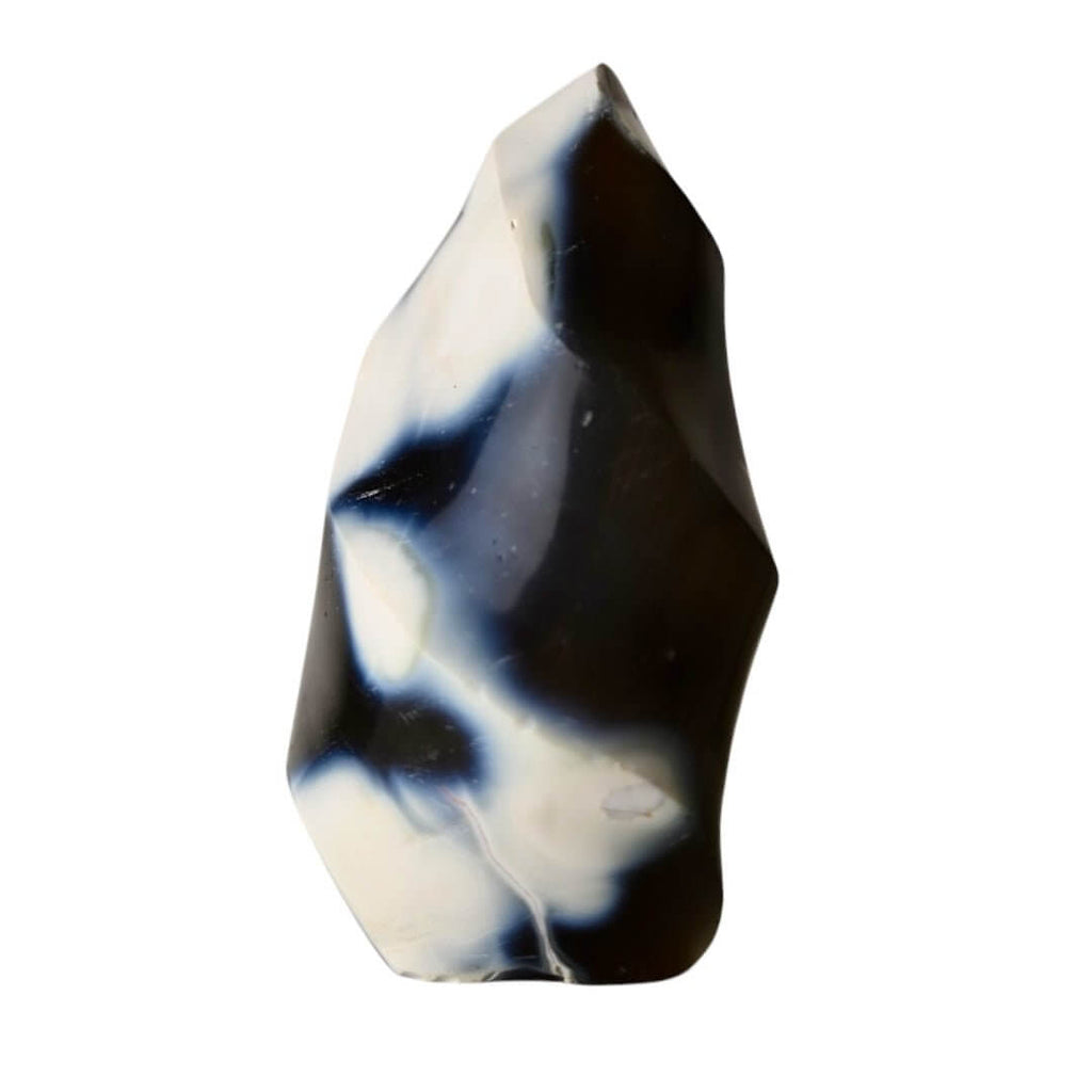 Orca-Achat Flamme – Ausdrucksstarkes Edelsteinobjekt in Schwarz-Weiß