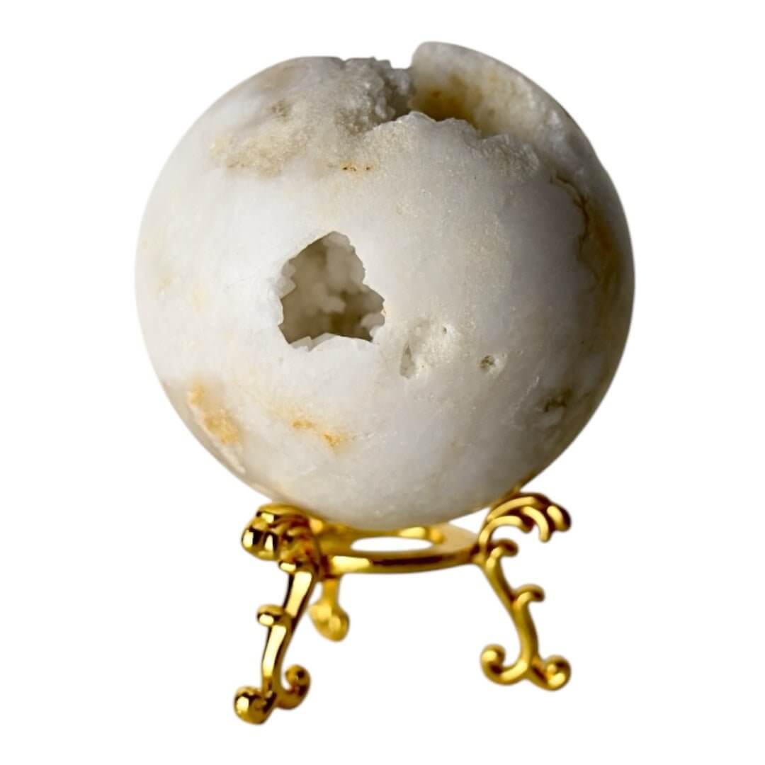 Funkelnde Achat Kugel mit Druzy-Kristalle