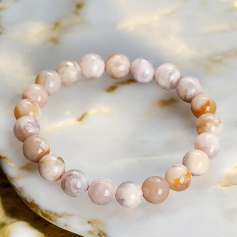 Kirschblüten-Achat-Kugelarmband – Eleganter Edelsteinbegleiter für feminine Ausstrahlung