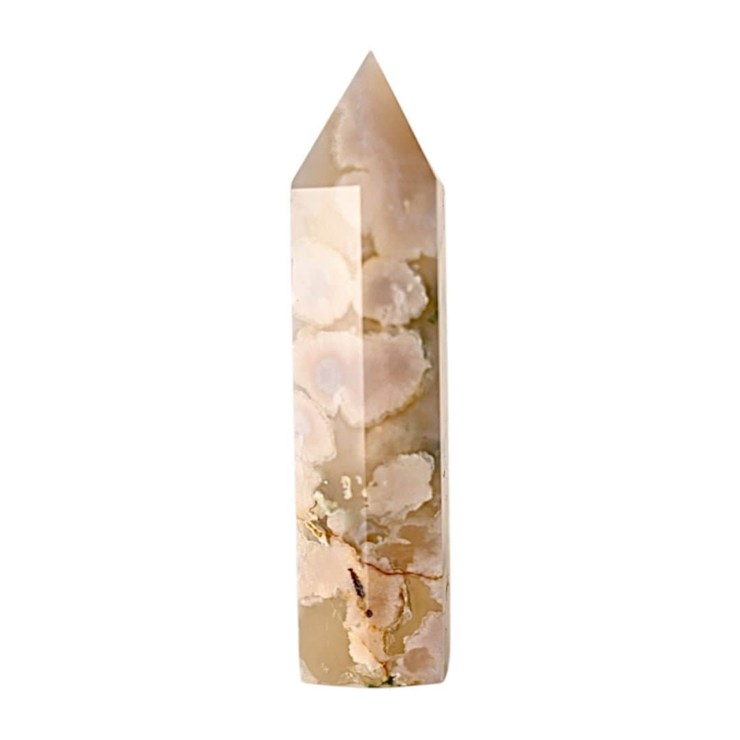 Kirschblüten-Achat-Obelisk – Stilvolles Wohnhighlight in zarten Rosa-Tönen