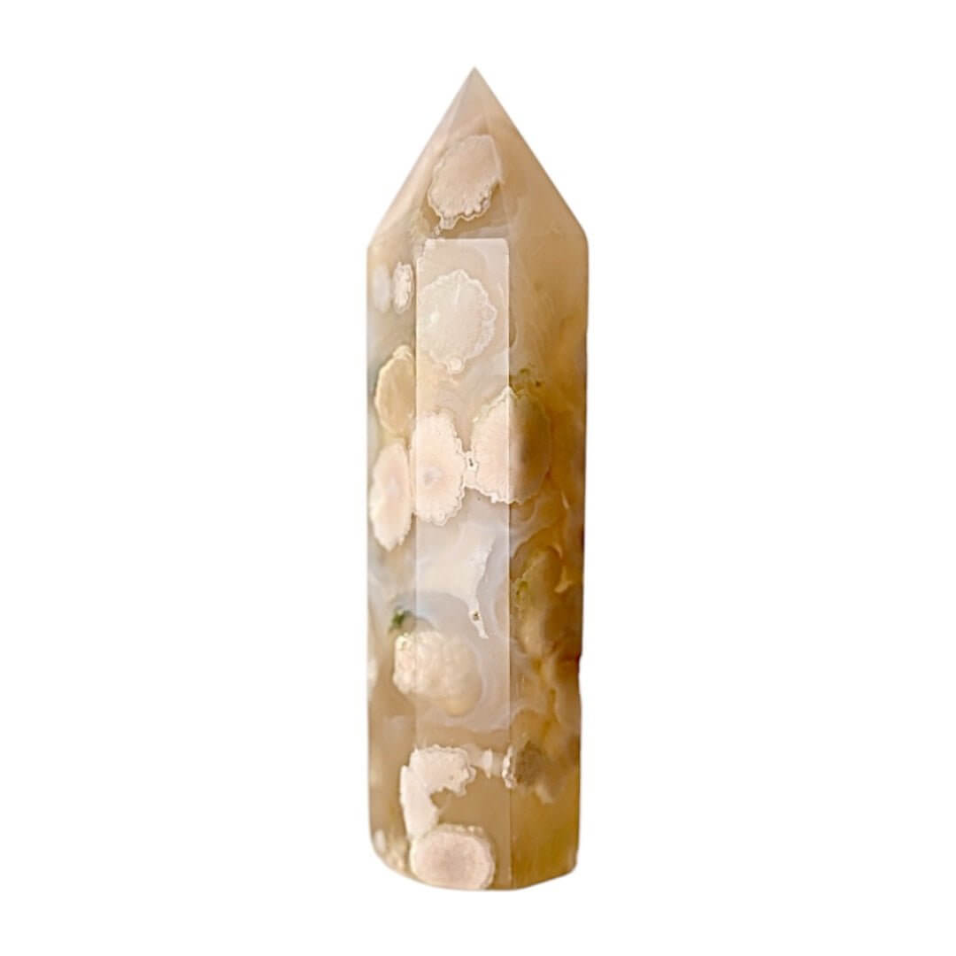 Kirschblüten-Achat-Obelisk – Stilvolles Wohnhighlight in zarten Rosa-Tönen