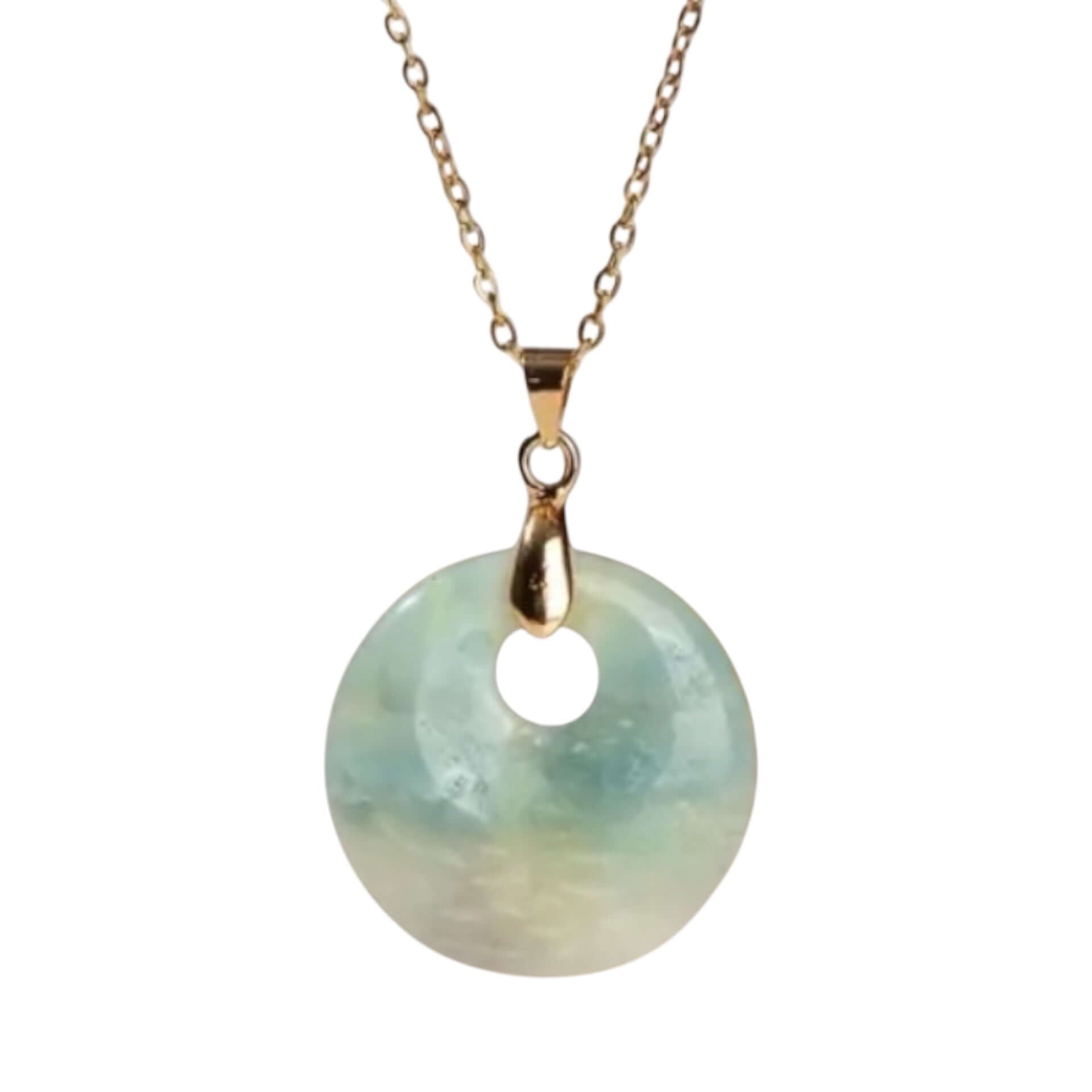 Goldene Kette mit rundem Amazonit-Anhänger