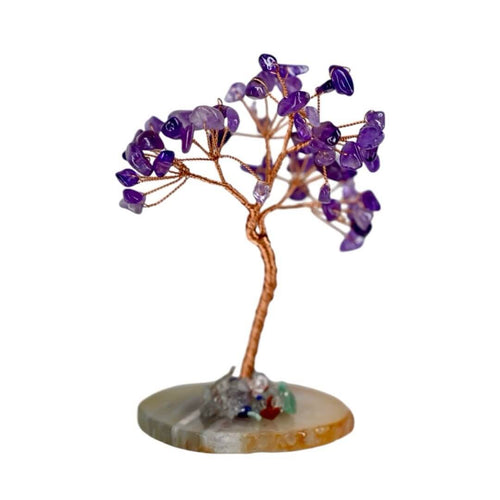 Amethyst Baum auf Achatscheibe - natürliches Dekoobjekt