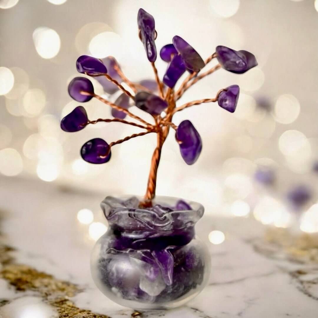 Mini Amethyst Baum im Topf – Zauberhafte Dekoration für Harmonie & Balance