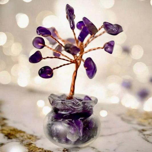 Mini Amethyst Baum im Topf – Zauberhafte Dekoration für Harmonie & Balance