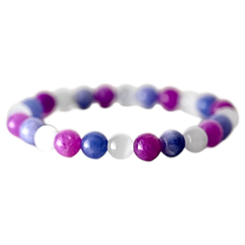 Amethyst, Aquamarin & Katzenauge Kugelarmband – Harmonie & Balance in einem zauberhaften Edelsteinmix