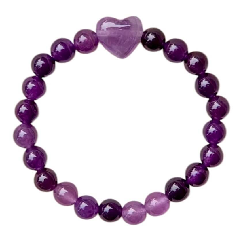 Amethyst Kugelarmband mit Herz – Zarter Begleiter für Liebe & Harmonie