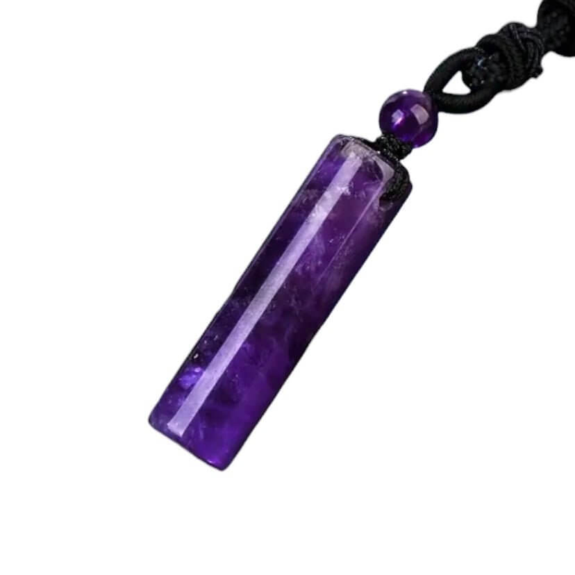Schwarze Halskette mit Amethyst Stab - klassisch & violett