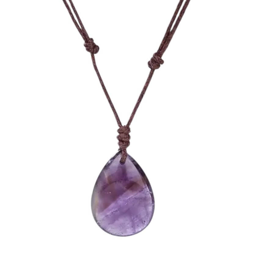 Verstellbare Halskette mit tropfenförmigem Amethyst - Jedem Tag mit Ruhe begegnen