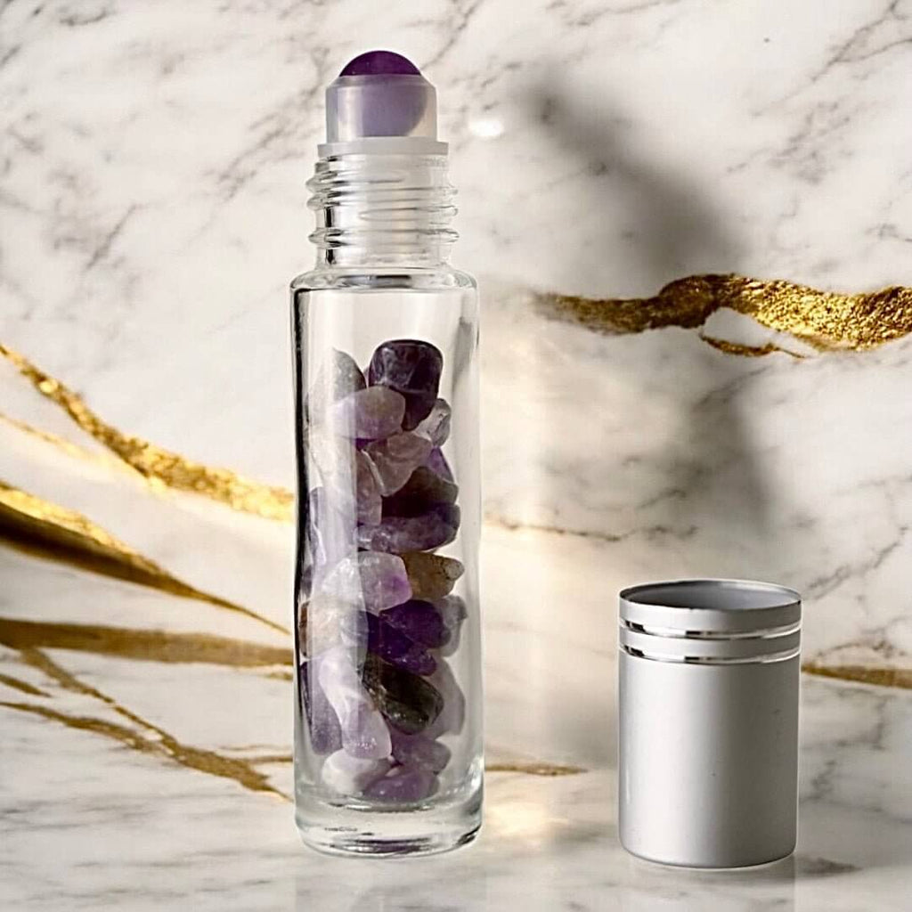 Eleganter Amethyst Ölroller – Zartes Kristallwerkzeug für Meditation und Wohlbefinden
