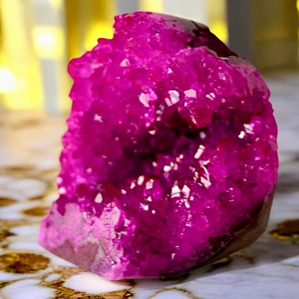 Leuchtende pinke Amethystdruse – Farbspiel für dein Zuhause