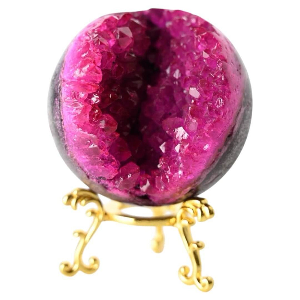 Leuchtende pinke Amethystkugel mit Druse – Strahlendes Kristallhighlight fürs Zuhause