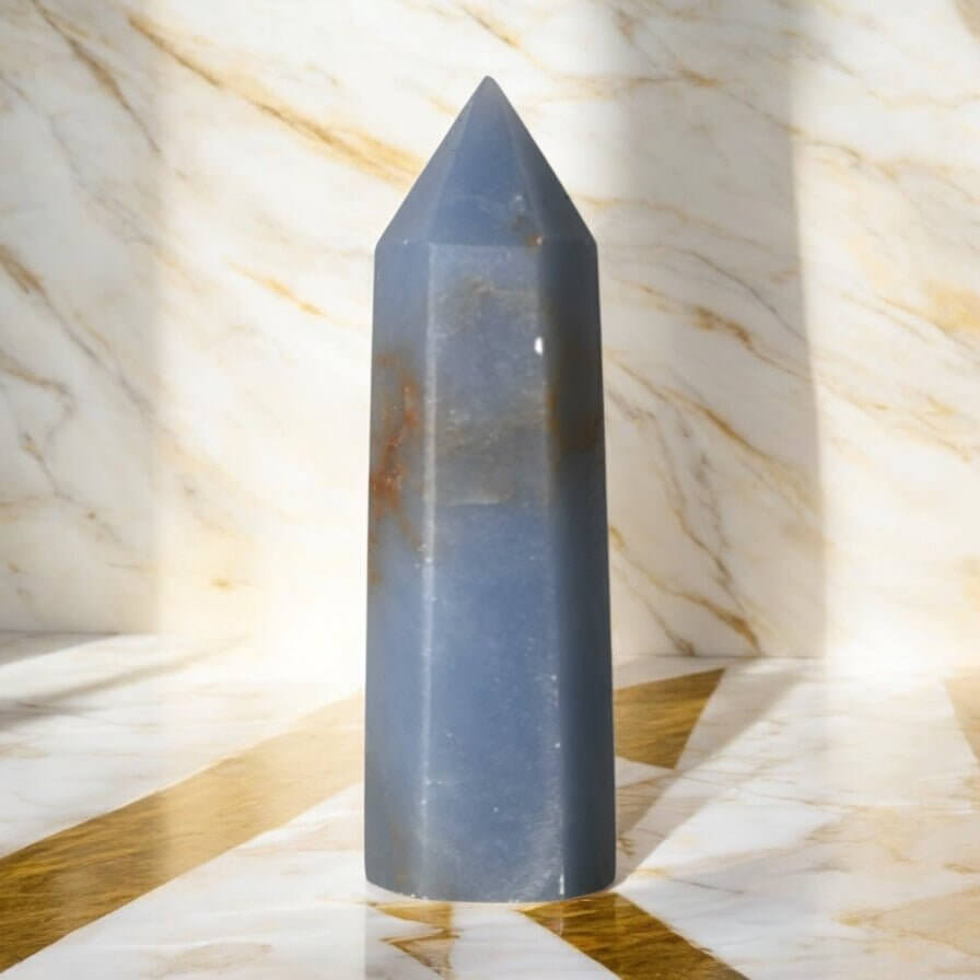 Angelit Obelisk - Himmelblauer Seelenstein