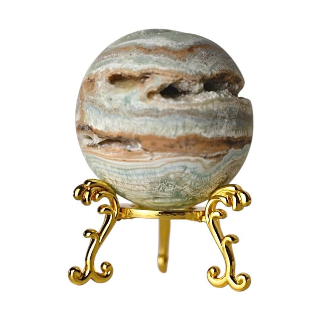 Glänzende Aragonit Kugel in Blau – Dekorative Energiestein