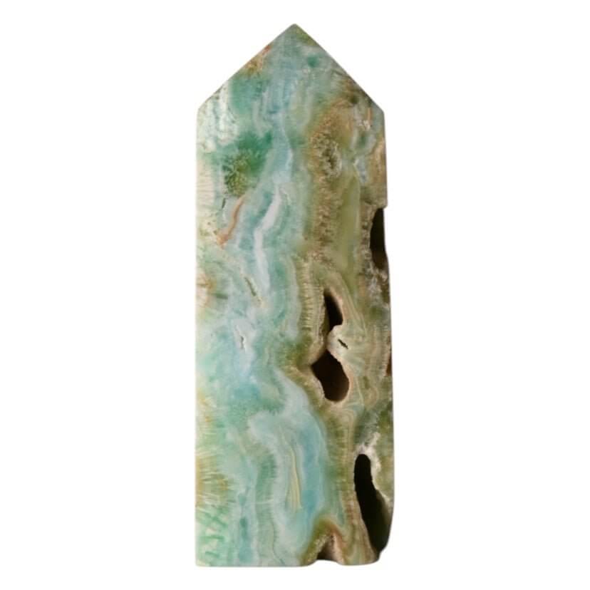 Obelisk aus naturblauem Aragonit – Stein für Klarheit und Harmonie