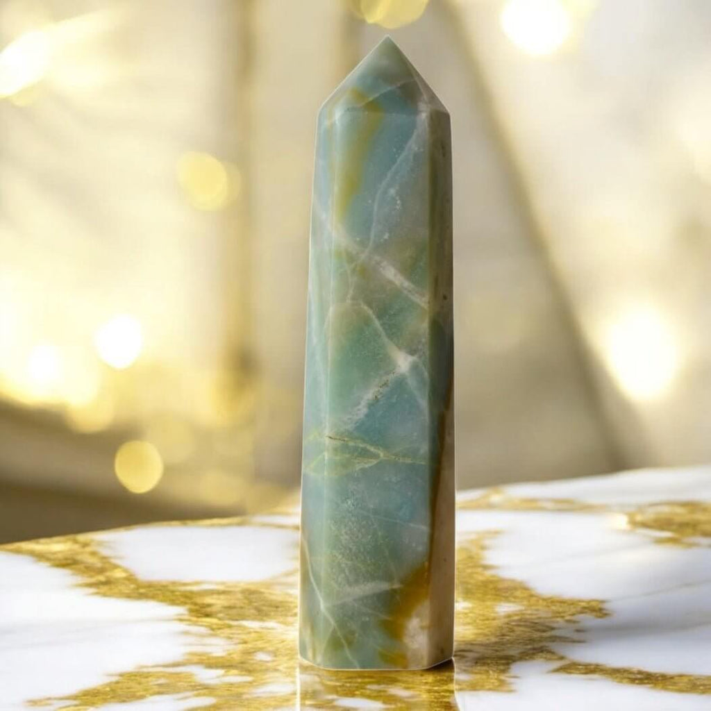 Türkiser Aragonit Obelisk – einzigartiger Edelstein aus der Natur