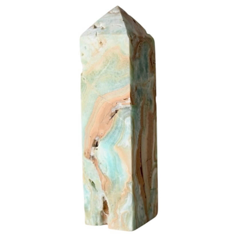 Naturblauer Aragonit Obelisk – fördert innere Ruhe und Ausgleich