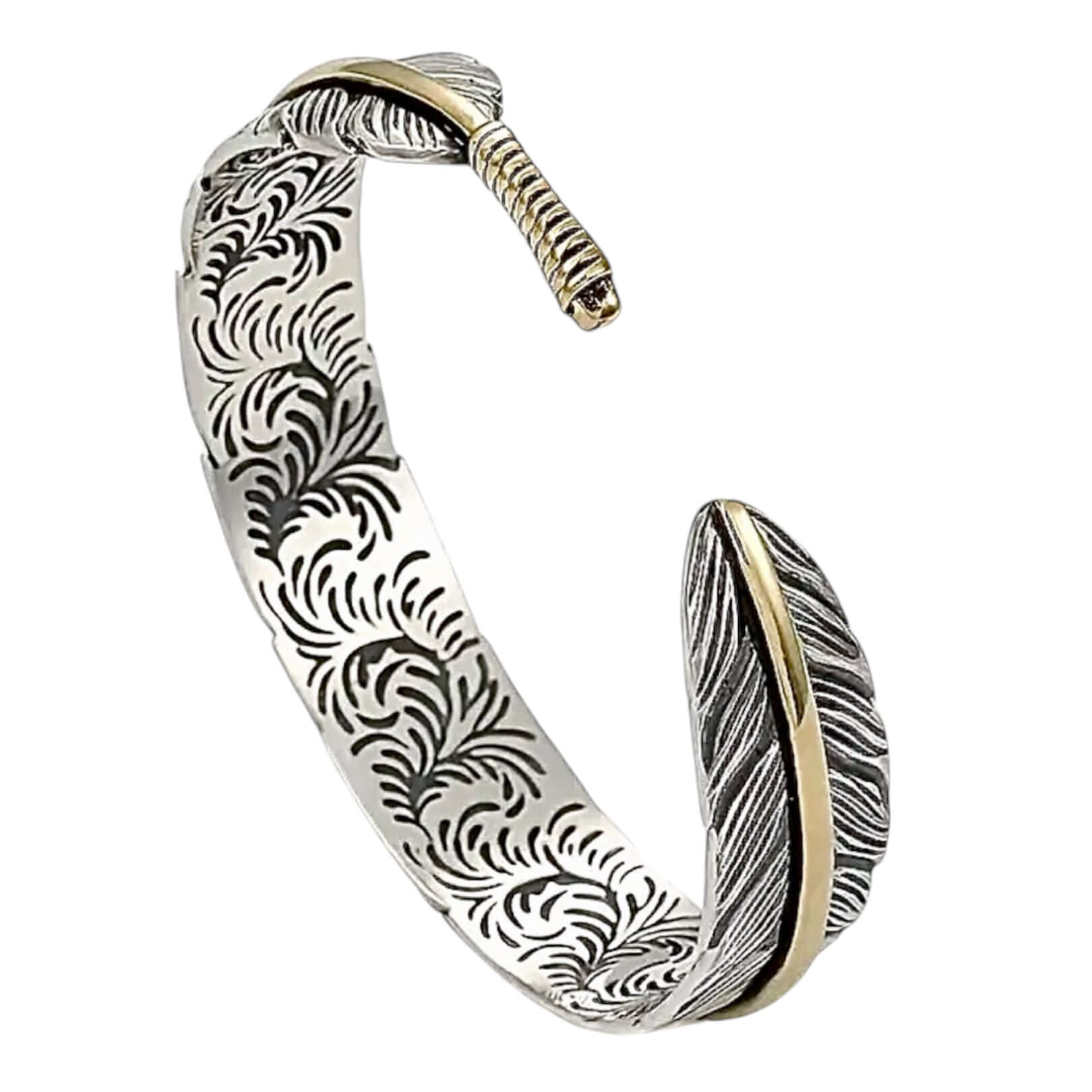 Offenes Armband „Feder“ – Stärke und Erdung in edler Form