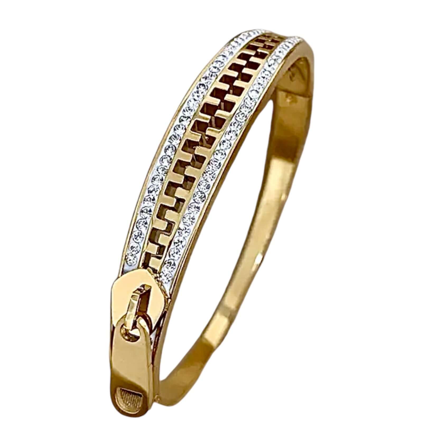 Armband in Gold mit funkelndem „Reißverschluss“ – Ausdrucksstarkes Accessoire für besonderen Glanz