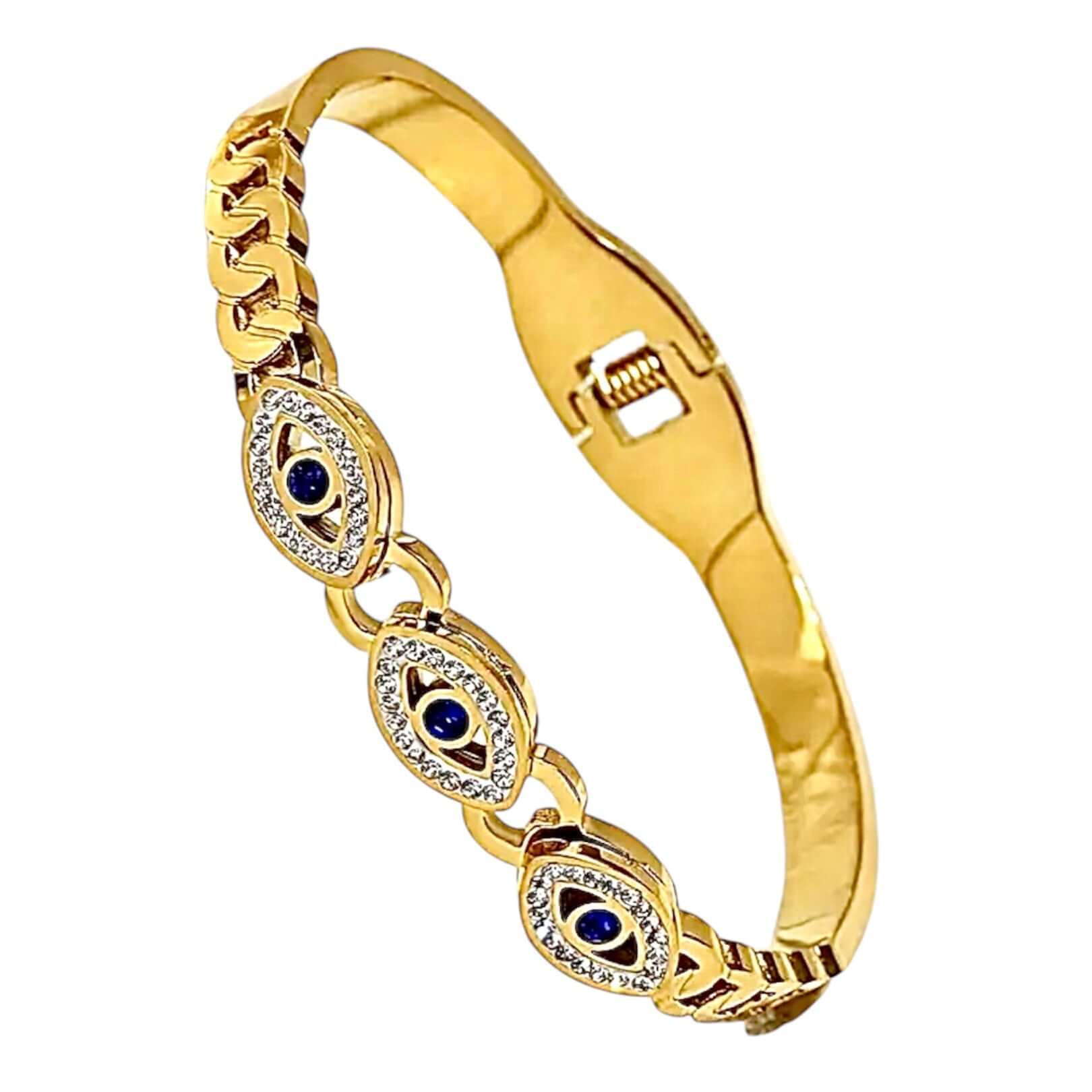 Armband in Gold mit funkelnden Augenmotiven – Ausdrucksstark und elegant