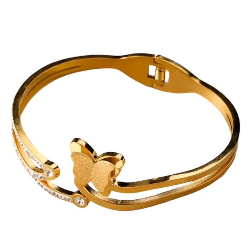 Offenes goldenes Armband mit Schmetterling