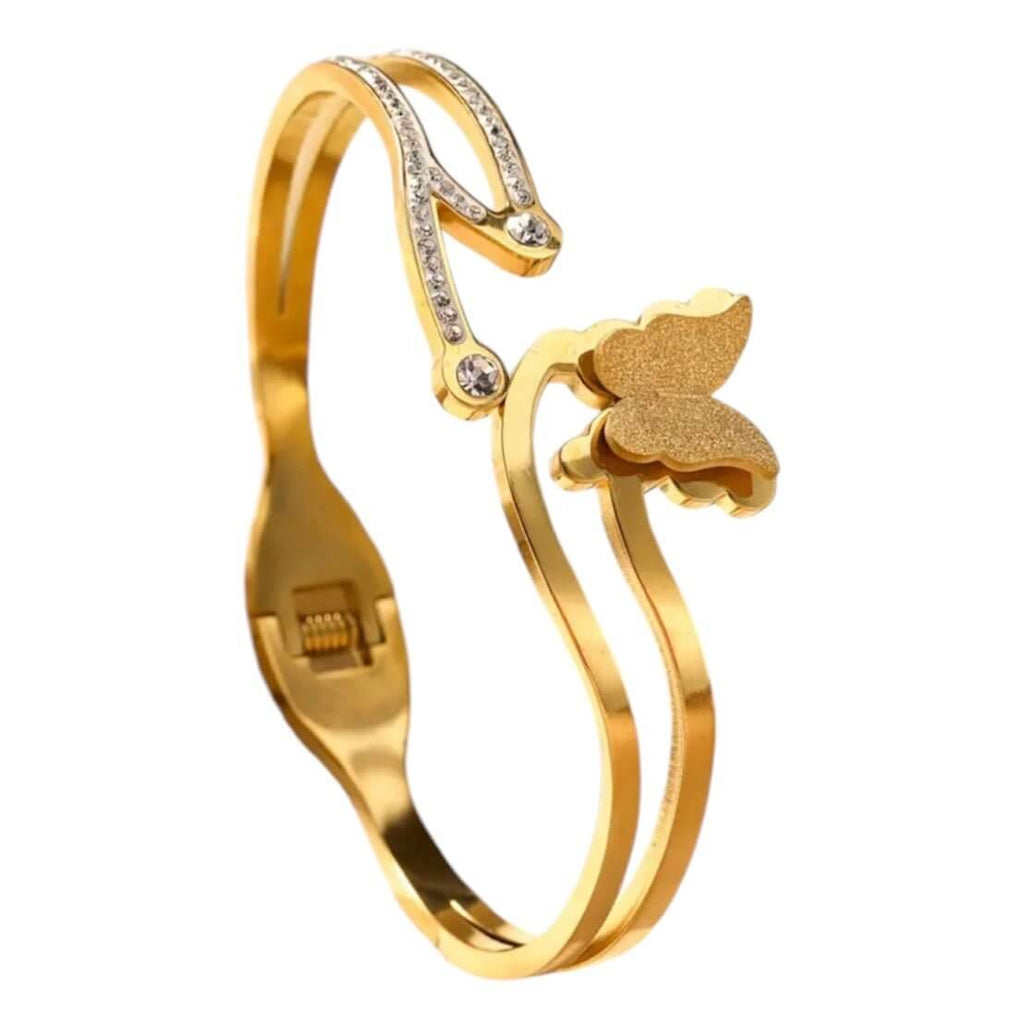 Offenes goldenes Armband mit Schmetterling