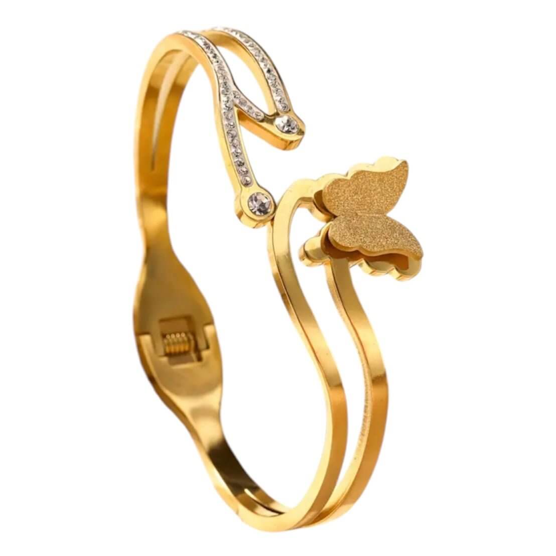 Offenes goldenes Armband mit Schmetterling