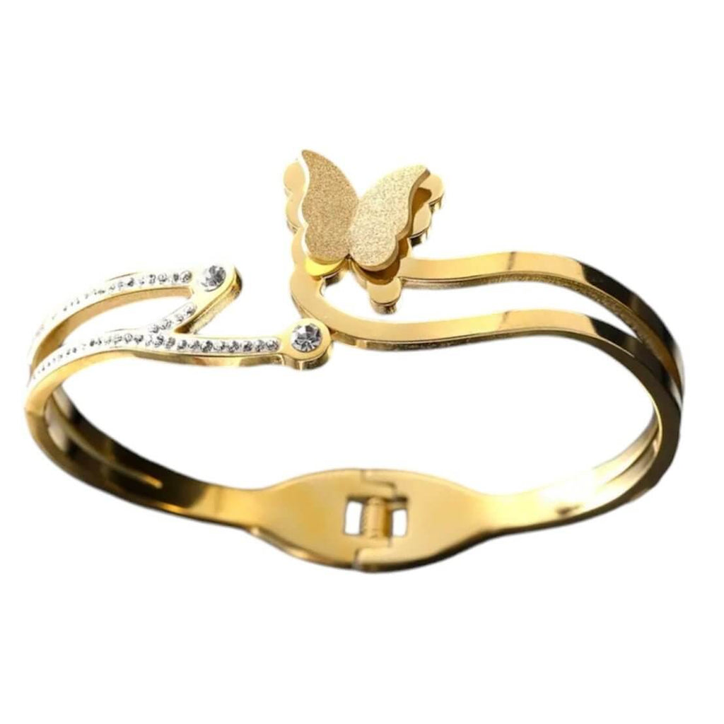 Offenes goldenes Armband mit Schmetterling