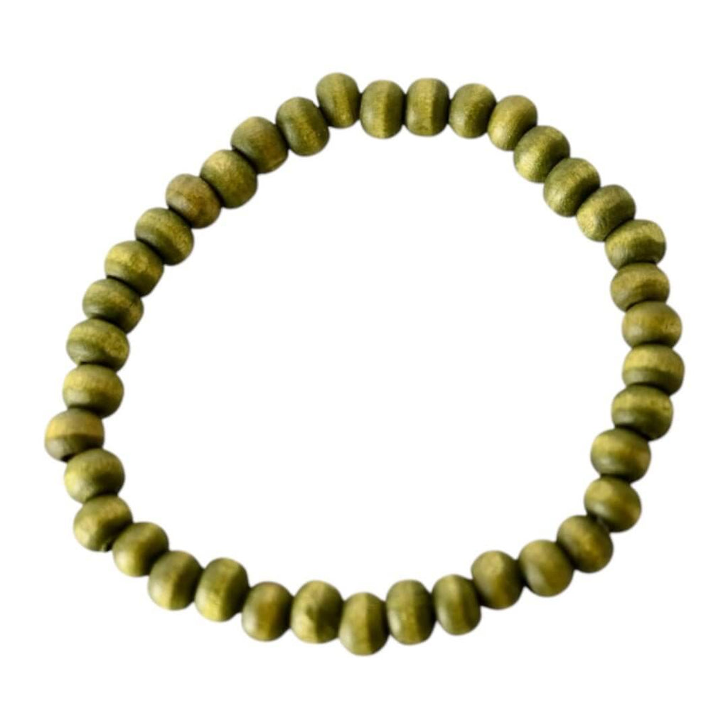 Elastisches Armband mit grünen Holzperlen