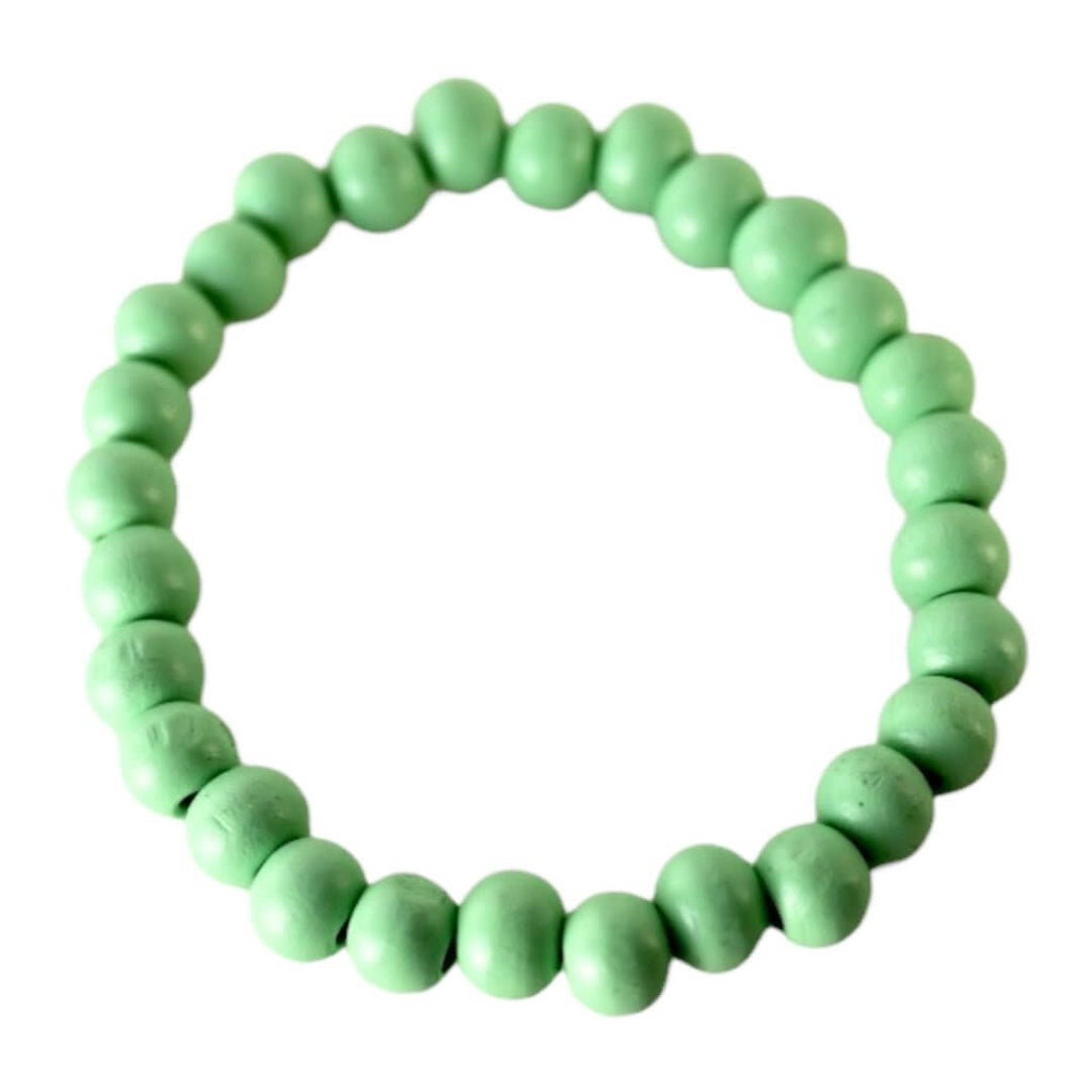 Elastisches Armband mit grünen Holzperlen