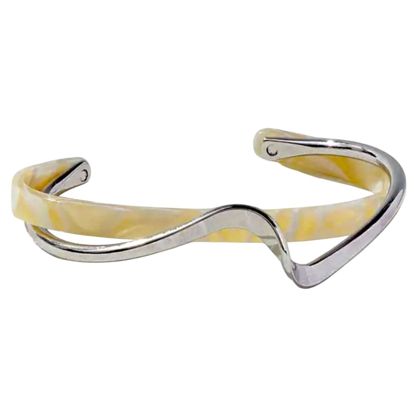 Offenes Wellenform-Armband mit Kunstperle in weiß mit Silber