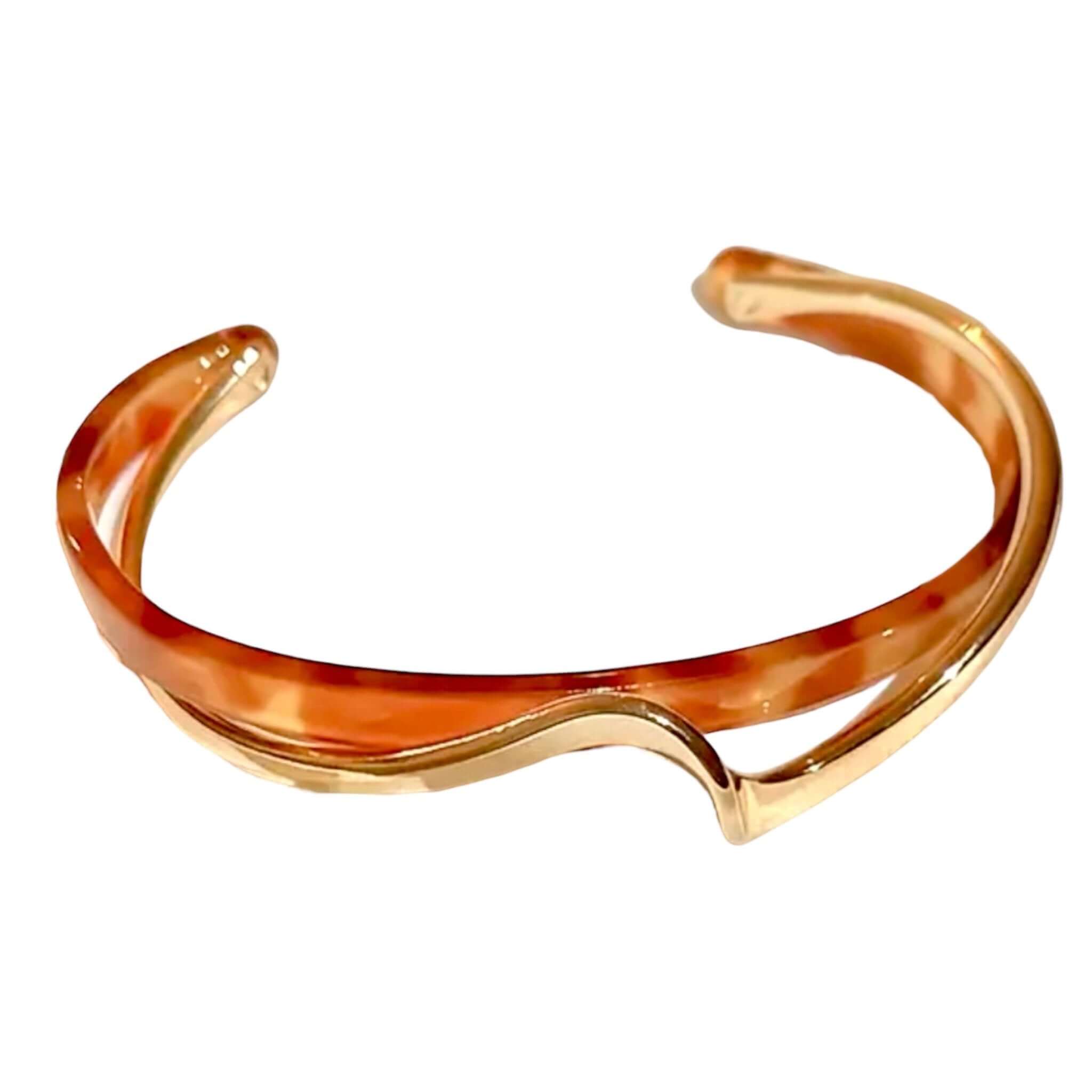 Offenes Wellenform-Armband mit Kunstperle in wunderschönen Farben Gold Orange